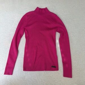 Calvin Klein Jeans Hot Pink Ribbed Mock Neck Sweater